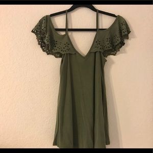 Francesca’s Olive Cold Shoulder Top